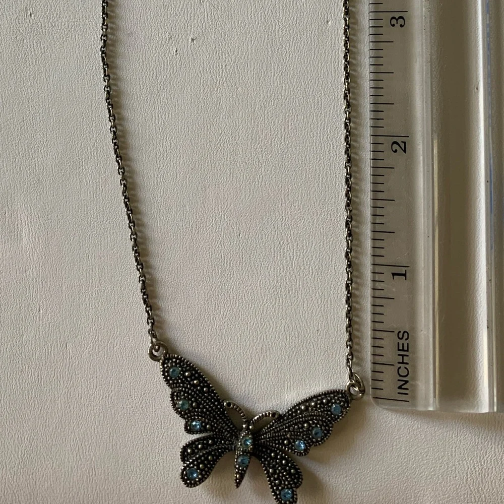 Butterfly Necklace blue crystals - Picture 9 of 10